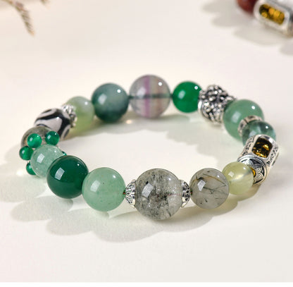 Natural Crystal Five Elements Bracelet - Balance Gold Wood Water Fire Earth Energies for Harmony