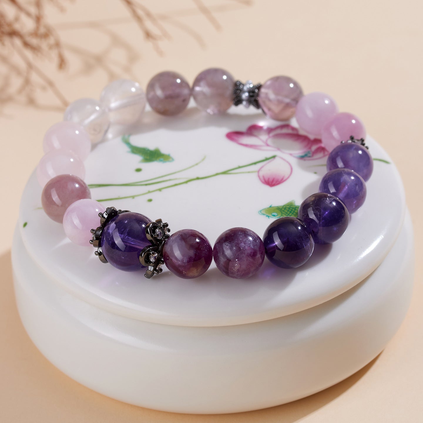 Natural Amethyst Multi-Gem Bracelet | Nine Purple Fire Women's Spiritual Jewelry