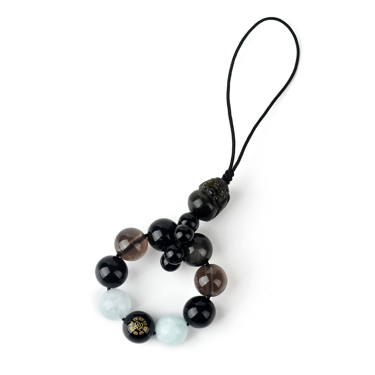 Natural Obsidian Five Elements Hydration Keychain - Balance Energy & Prosperity Pendant