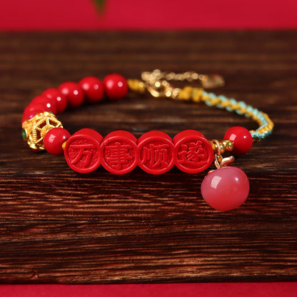 Natural Imperial Sand Success Bracelet - Hand-woven Raw Mineral for Prosperity & Protection