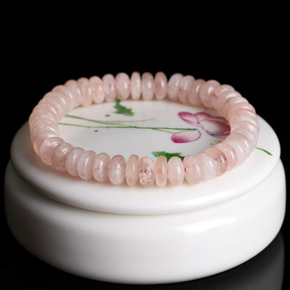 Pink Morganite Single Circle Bracelet | New Chinese Style Love & Fortune Energy