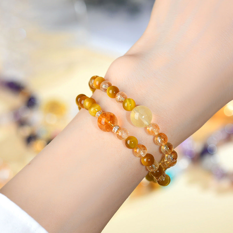 Golden Tiger Eye Double Circle Bracelet | Natural Crystal Protection & Wealth Attraction