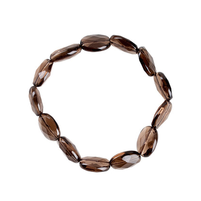 Natural Tea Crystal Oval Faceted Single Loop Bracelet for Women | Spiritual Energy & Protection