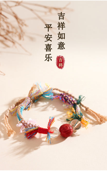 Natural Imperial Red Cinnabar Mountain Ghost Flower Tibetan Bracelet - Spiritual Protection & Fashion