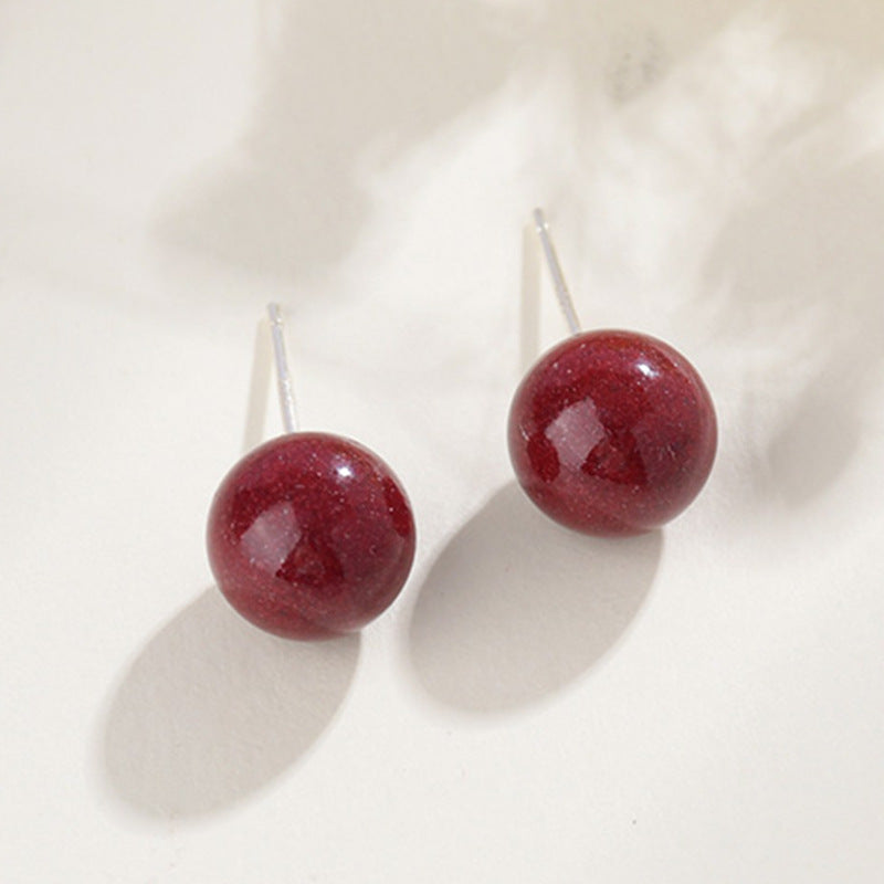 Natural Cinnabar Purple Gold Sand Rose Flower Earrings | Chinese Style Spiritual Jewelry