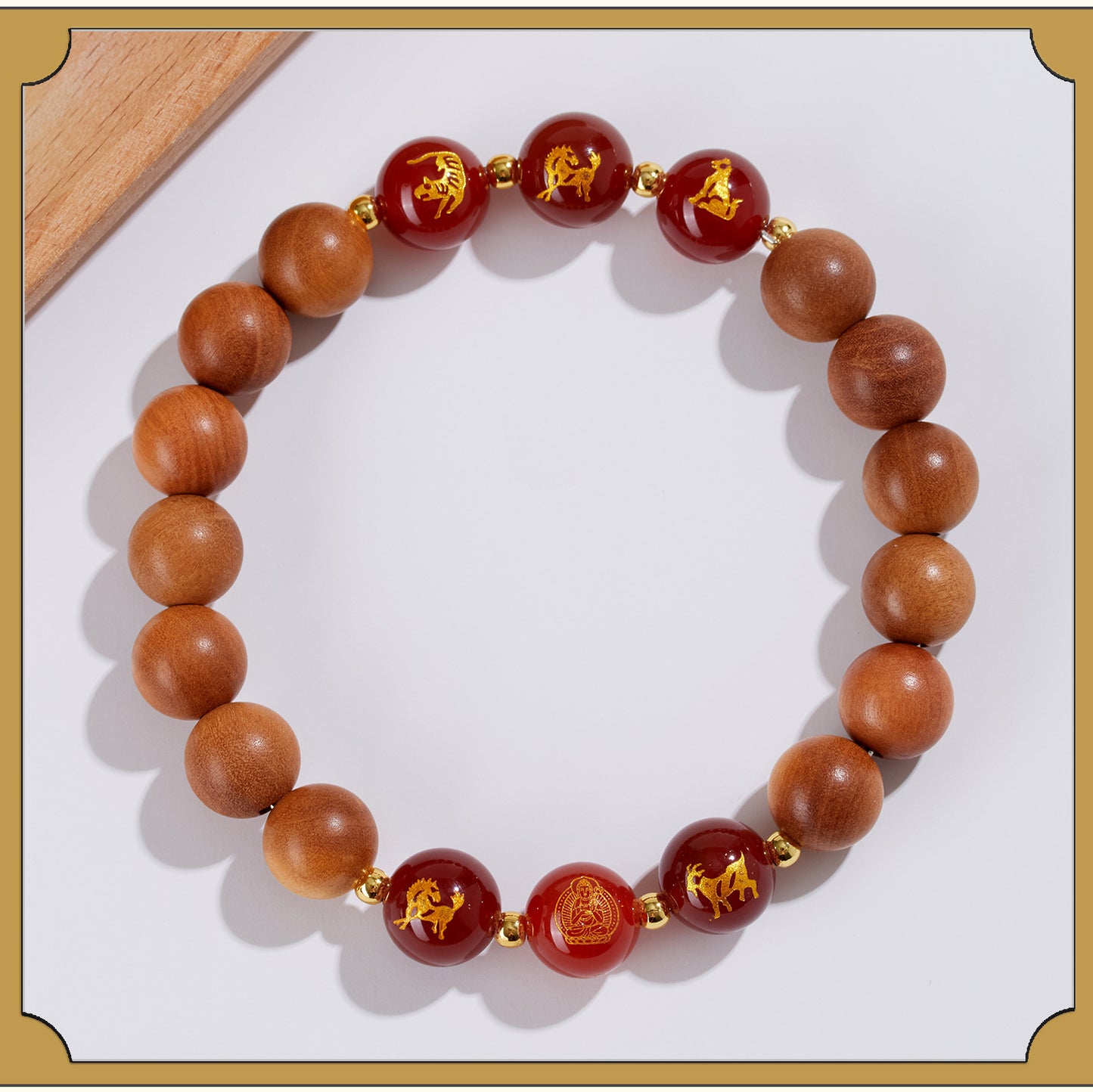 Peach Wood Three-in-One Six-in-One Zodiac Buddha Bracelet - Couples Harmony Protection Amulet