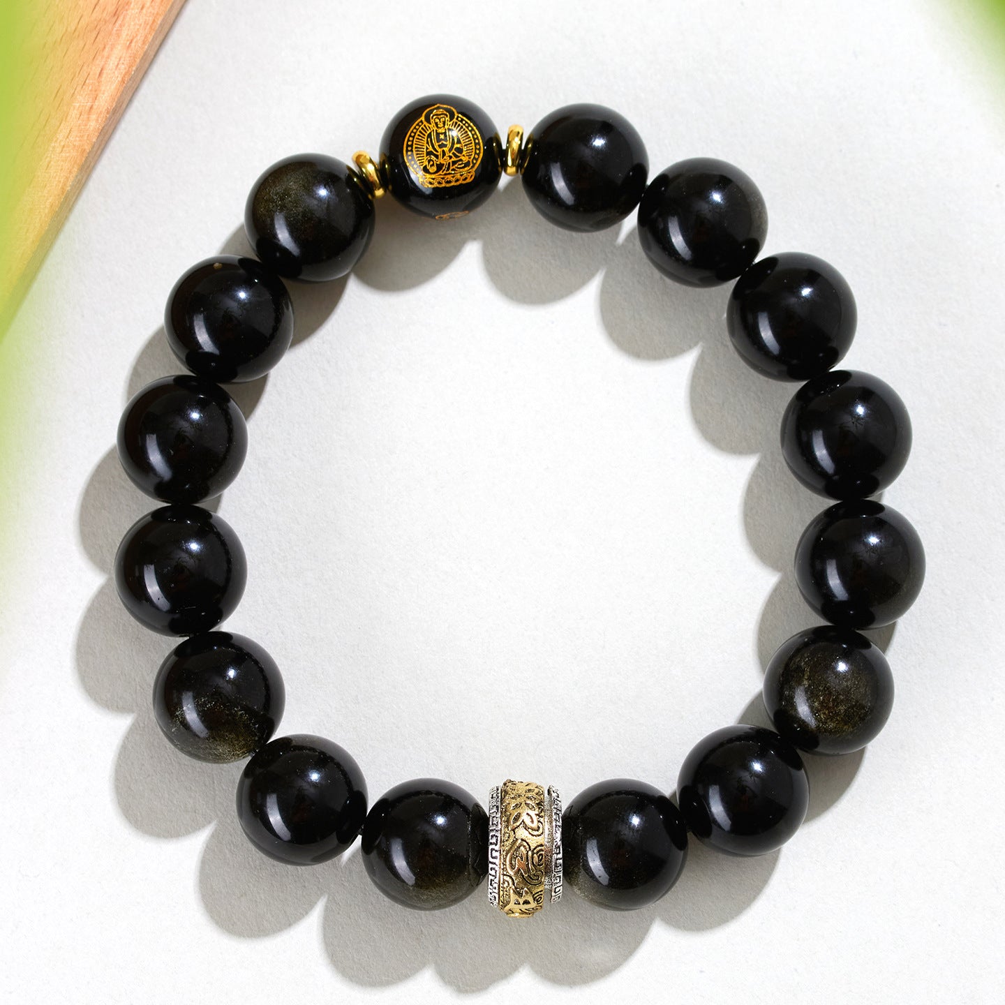 Obsidian Zodiac Buddha Six-Word Mantra Bracelet - Spiritual Protection Customizable Unisex Charm