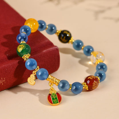 Sweet Heart Agate Five-Way Wealth God Bracelet | Wealth Attraction & Spiritual Protection Amulet