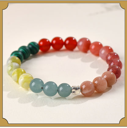 Natural Multi-Gemstone Crystal Five Elements Balance Bracelet for Men and Women