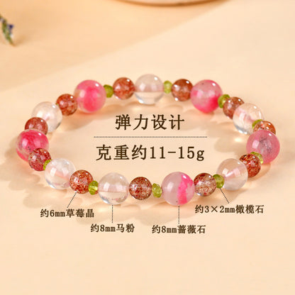 Natural Rose Quartz Crystal Bracelet | Peach Blossom Love Energy for Harmony