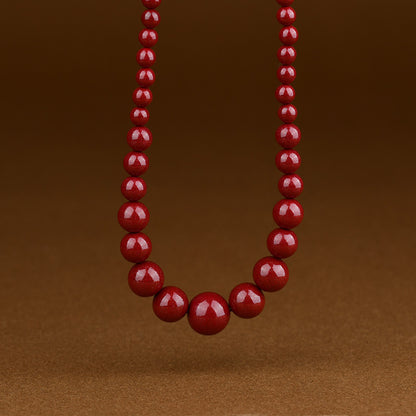 Natural High Content Cinnabar Round Bead Necklace - Purple Gold Sand Tower Chain for Protection