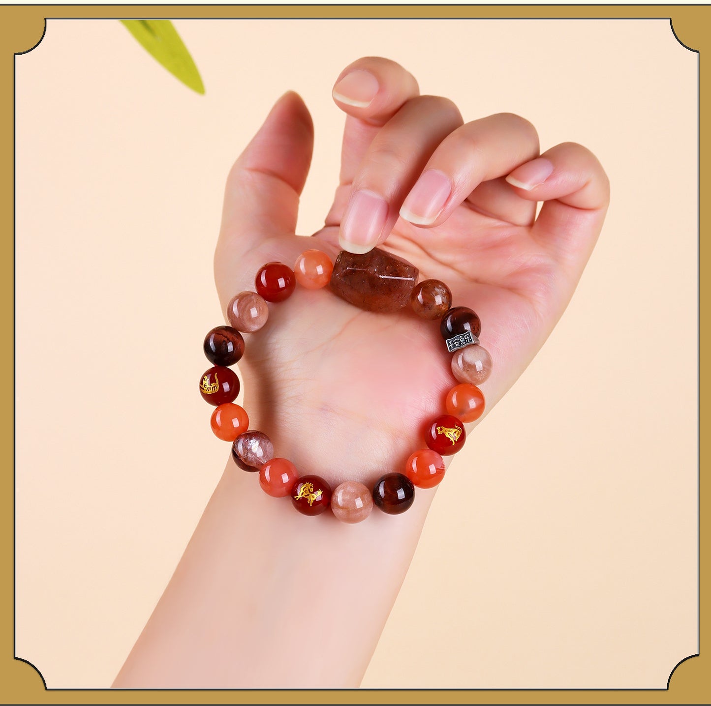 Natural Crystal Zodiac Three-Planet Bracelet - Black Gold Flexible Unisex Spiritual Amulet