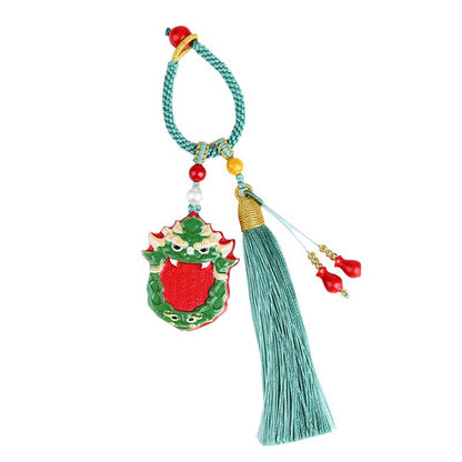 Natural High Content Cinnabar Mountain Ghost Flower Keychain - Spiritual Protection Charm