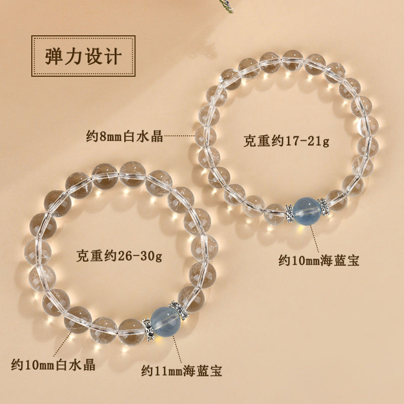 Natural White Crystal Aquamarine Spiritual Bracelet for Women - Harmony & Protection