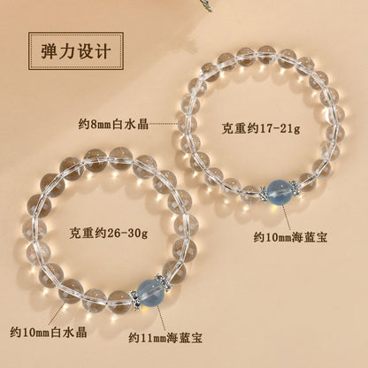 Natural White Crystal Aquamarine Spiritual Bracelet for Women - Harmony & Protection
