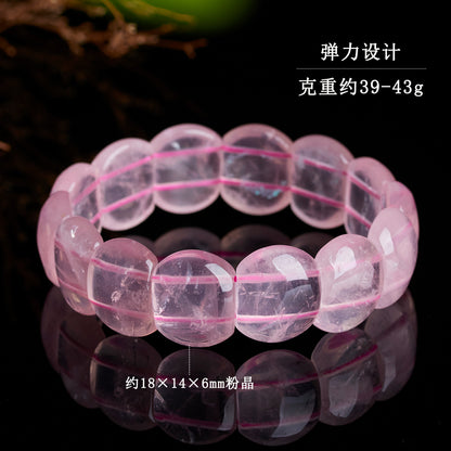 Natural Rose Quartz Crystal Bracelet - Peach Pink Healing Stone for Women's Harmony
