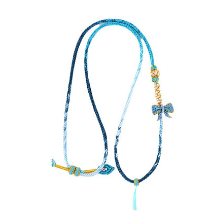 Butterfly Knot Golden Cord Jade Pendant Necklace - Handwoven DIY Charm for Eternal Harmony