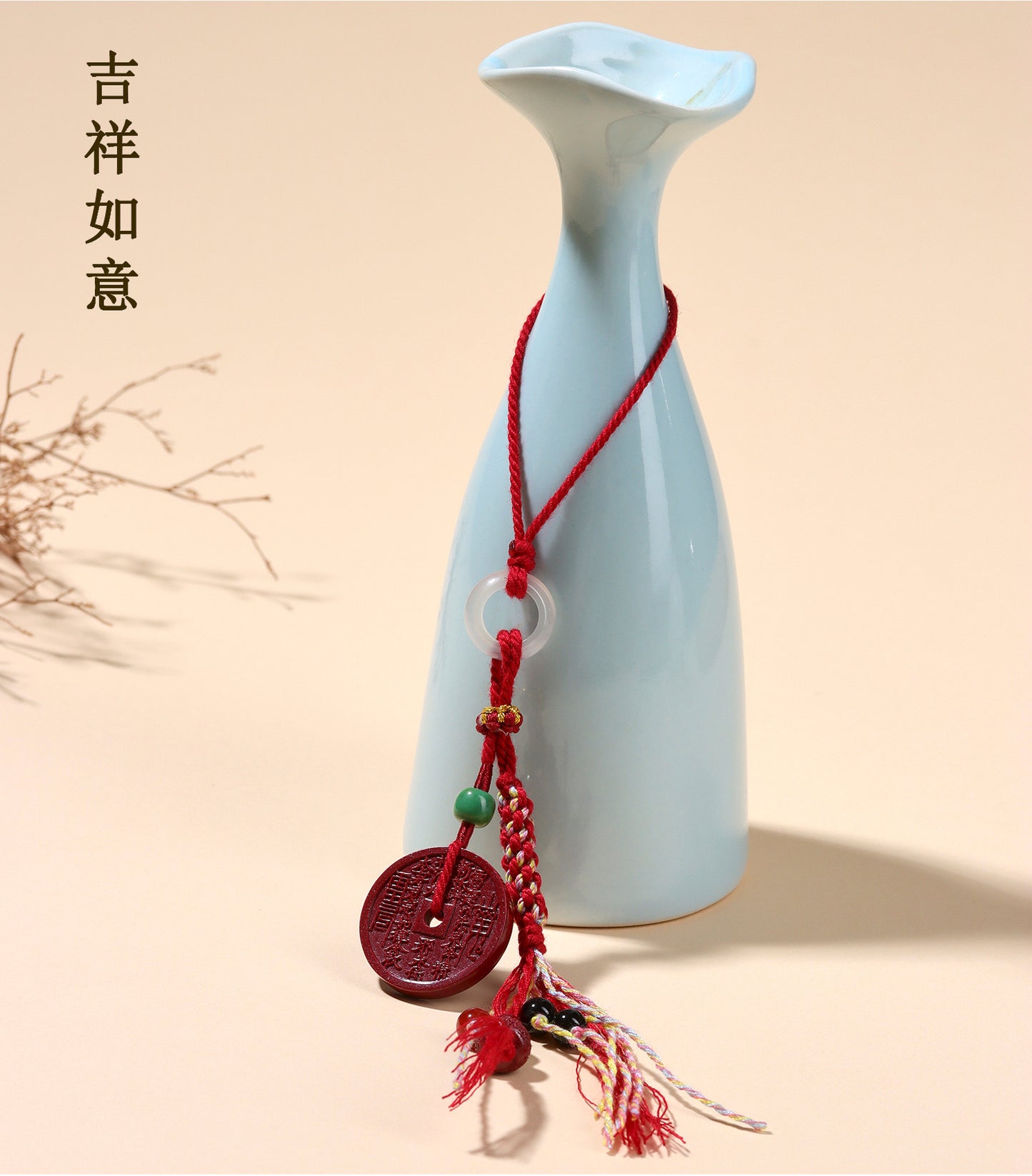 Natural Purple Gold Cinnabar Mountain Ghost Flower Pendant - Taoist Keychain for Protection & Luck