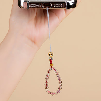 Natural Super Seven Amethyst Phone Chain Pendant – Spiritual Protection & Elegant Energy