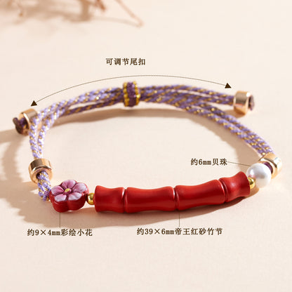 Imperial Red Cinnabar Bracelet | Natural Raw Mineral High Content Chinese Style Rope for Continuous Ascension