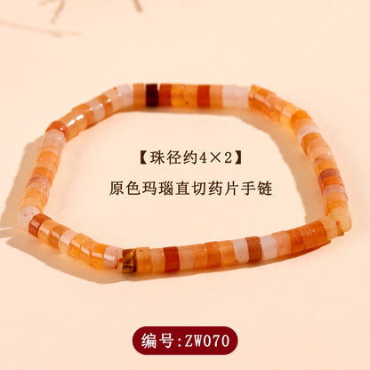 Natural Crystal Tourmaline Amazonite Straight Cut Tablet Bracelet - Spiritual Harmony & Protection