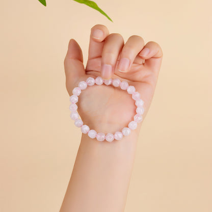 Natural Pink Quartz Faceted Bead Bracelet | Love Harmony Crystal Jewelry for Emotional Balance