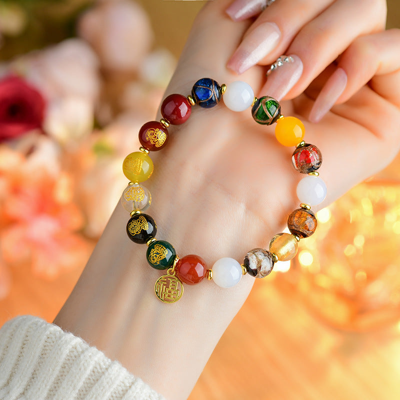 Incense Ash Glazed Agate Five-Way God of Wealth Bracelet | Wealth Attraction & Fortune Enhancement