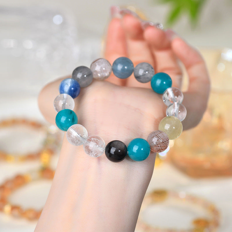 Natural Crystal Duobao Bracelet with White Crystal and Amazonite - Unisex Spiritual Energy Accessory