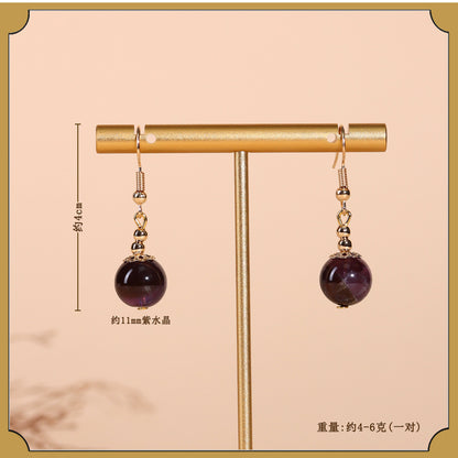 Natural Crystal Earrings | White Amethyst Yellow Tower Crystal Spiritual Energy Women's Jewelry