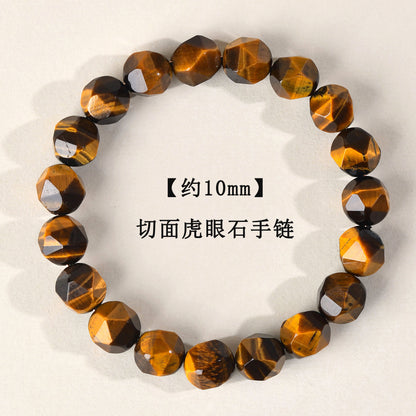 Golden Tiger Eye and Obsidian Faceted Irregular Bracelet - Unisex Couple Protection Charm