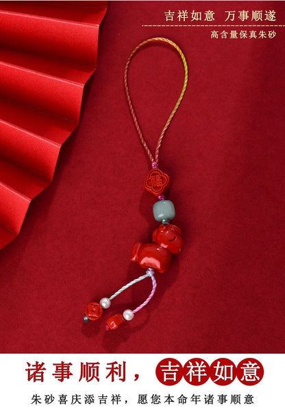 Natural Imperial Red Cinnabar Zodiac Horse Pendant - Feng Shui Protection & Good Luck Charm