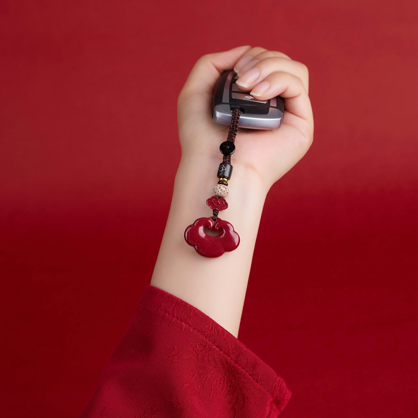 Purple Gold Cinnabar Ruyi Keychain - Feng Shui Protection & Wealth Attraction Ornament