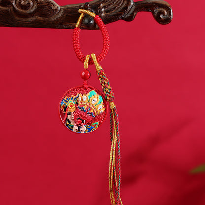 Natural Cinnabar Hand-Woven Keychain | Spiritual Protection & Fortune Charm