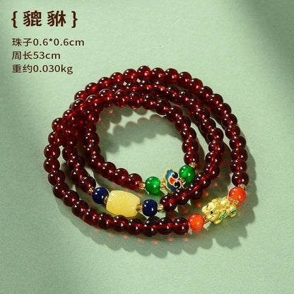 108Garnet Stone Bracelet Pure Color Tibetan Style Accessories Unisex Ethnic Style Jewelry Buddhist Beads