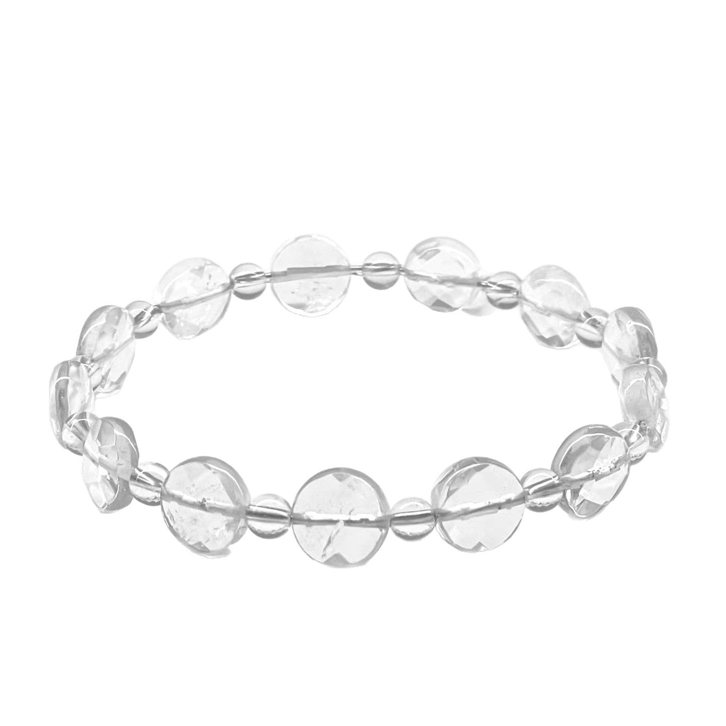 Natural White Crystal Faceted Bracelet | Spiritual Clarity & Positive Energy Enhancer