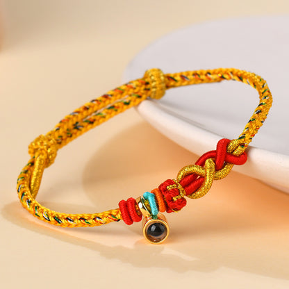 Five Directions Wealth Knot DIY Hand-Woven Bracelet Cord with Gold Fortune Beads