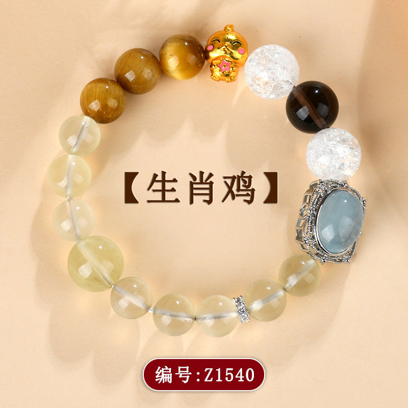 Twelve Zodiac Natural Crystal Multi-Gem Bracelet - Cosmic Harmony & Fortune Attractor