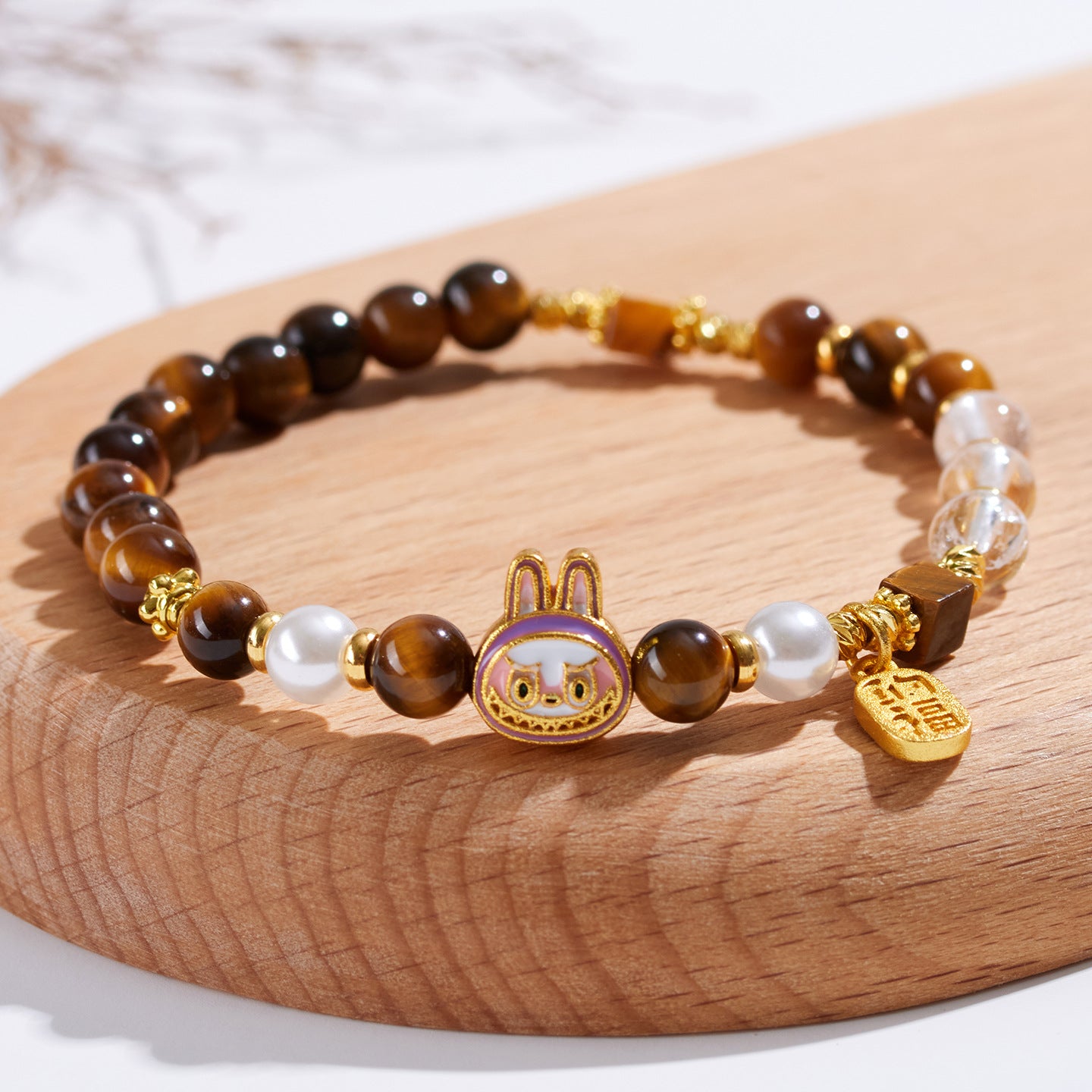 Natural Tiger Eye Stone White Crystal Elf Bracelet｜Protection Luck Charm Women's Fashion