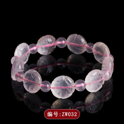 Natural Pink Crystal Lotus Bracelet | Love, Peace & Spiritual Harmony