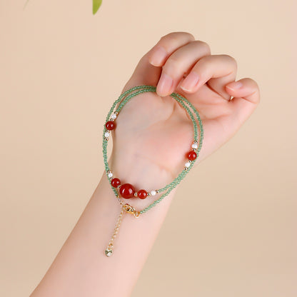 Natural Red Agate Multi-Loop Bracelet for Women | Wealth & Protection Energy Talisman