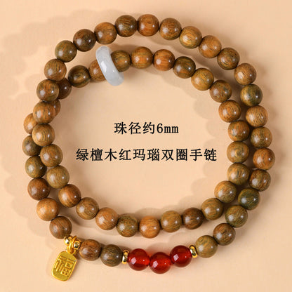 Green Sandalwood & Amethyst Multi-Loop Bracelet