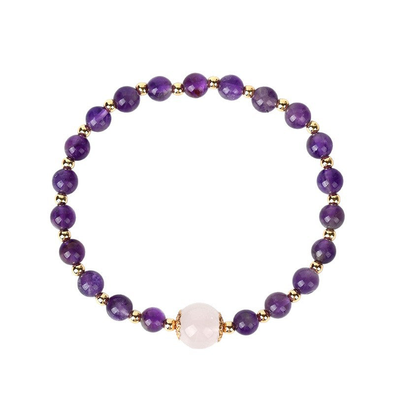 Natural Amethyst Rose Quartz Bracelet | Spiritual Healing Crystal for Love & Protection