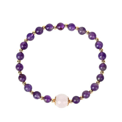 Natural Amethyst Rose Quartz Bracelet | Spiritual Healing Crystal for Love & Protection