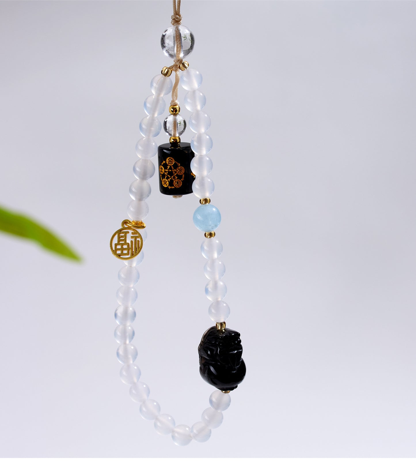 Five Elements Natural Crystal Agate Phone Chain Pendant - Balance Energy & Attract Fortune