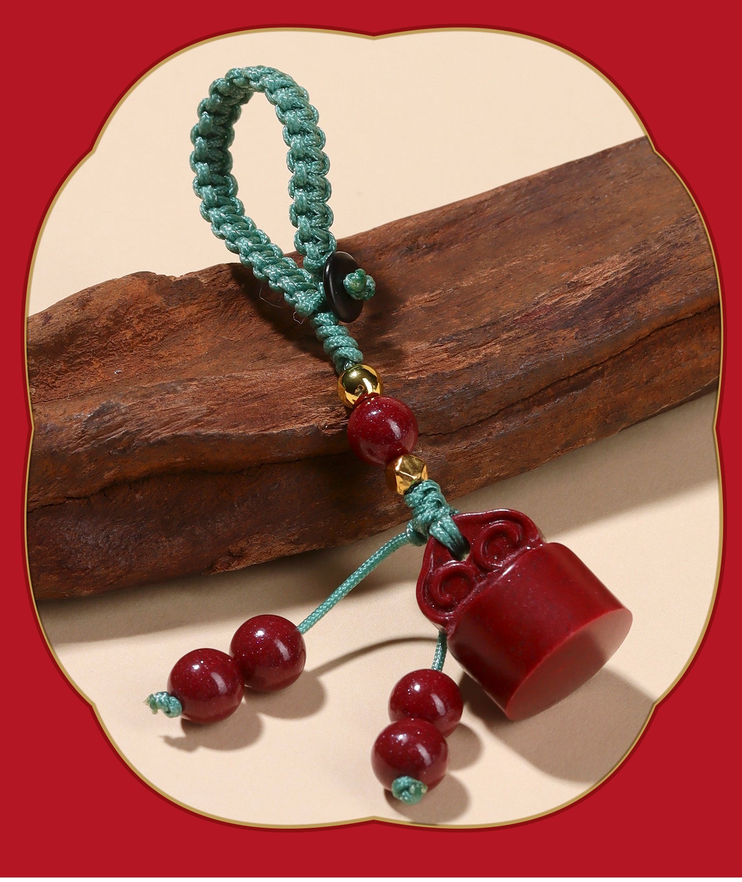 Natural Purple Gold Cinnabar Wishful Keychain - Chinese Style Luck Charm for Bags