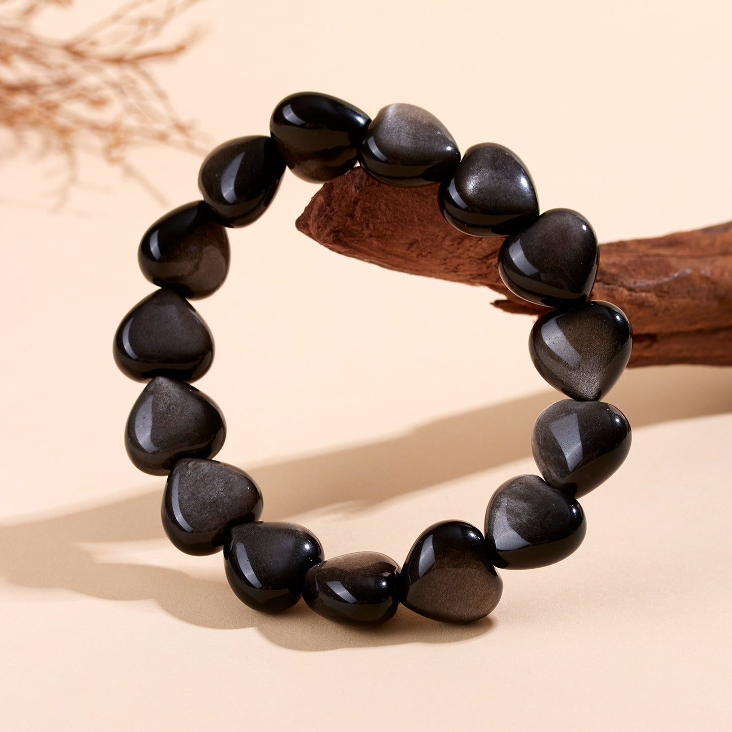 Natural Silver Obsidian Heart Bracelet - Mystical Protection Elegance Unisex