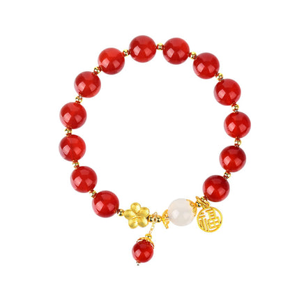 Natural Red Agate Zodiac Fortune Bracelet for Women - Lucky Stone Spiritual Enhancer
