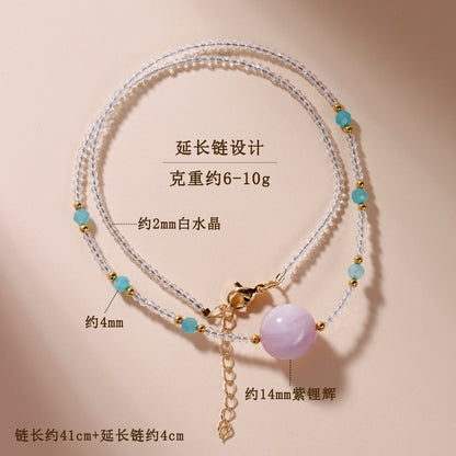 Natural White Crystal Purple Spodumene Adjustable Necklace | Spiritual Energy & Elegant Design