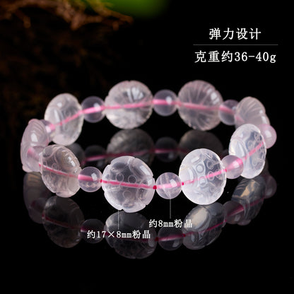 Natural Pink Crystal Lotus Bracelet | Love, Peace & Spiritual Harmony