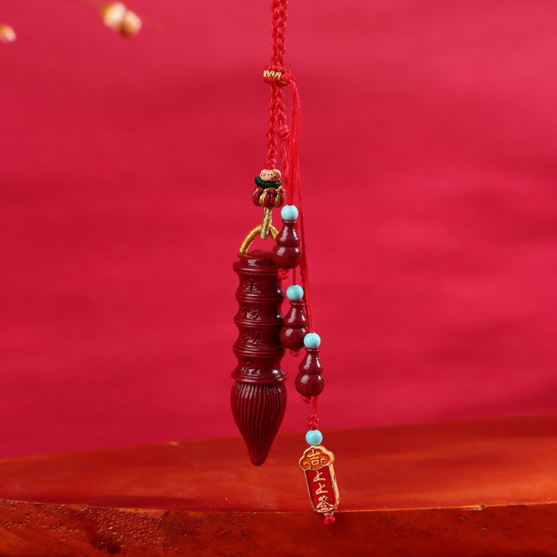 Natural Purple Gold Cinnabar Feng Shui Pen Pendant for Car & Bag - Birth Year Success Talisman